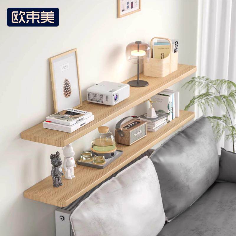 书架墙上置物架实木客厅沙发门后墙面悬空一体挂墙收纳壁挂展示架