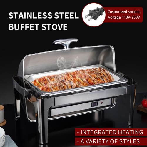 不锈钢自助餐炉商用酒精电加热翻盖餐厅酒店跨境爆款chafing dish