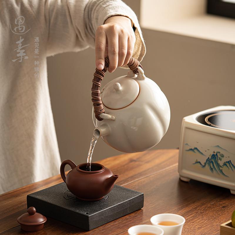 复古陶瓷煮茶壶电陶炉茶具套装家用煮茶器黑茶电热煮茶炉小型围炉