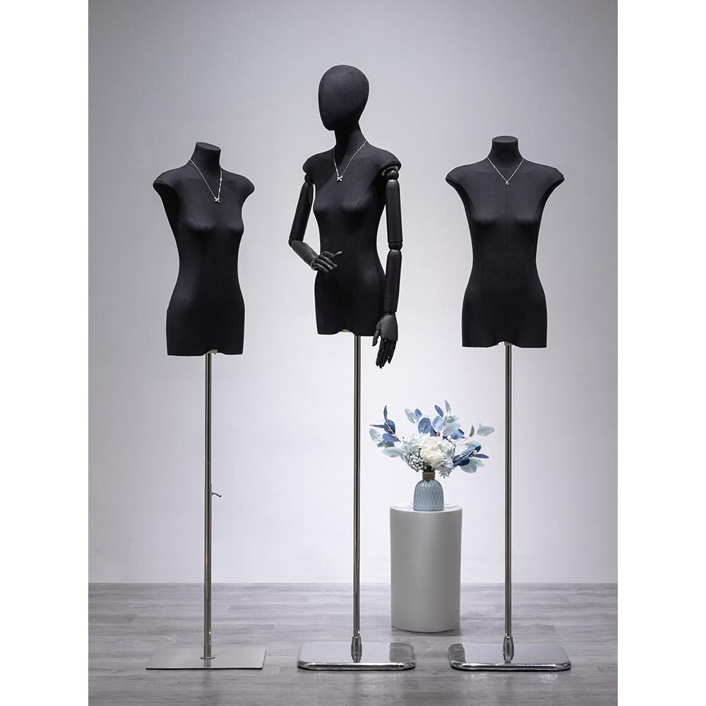 黑色扁身平胸全身模特道具女装人台衣服装店橱窗半身假人偶展示架