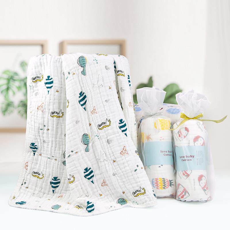 网袋装儿童水洗纱布童被纯棉宝宝新生盖毯超柔软空调被婴幼儿浴巾