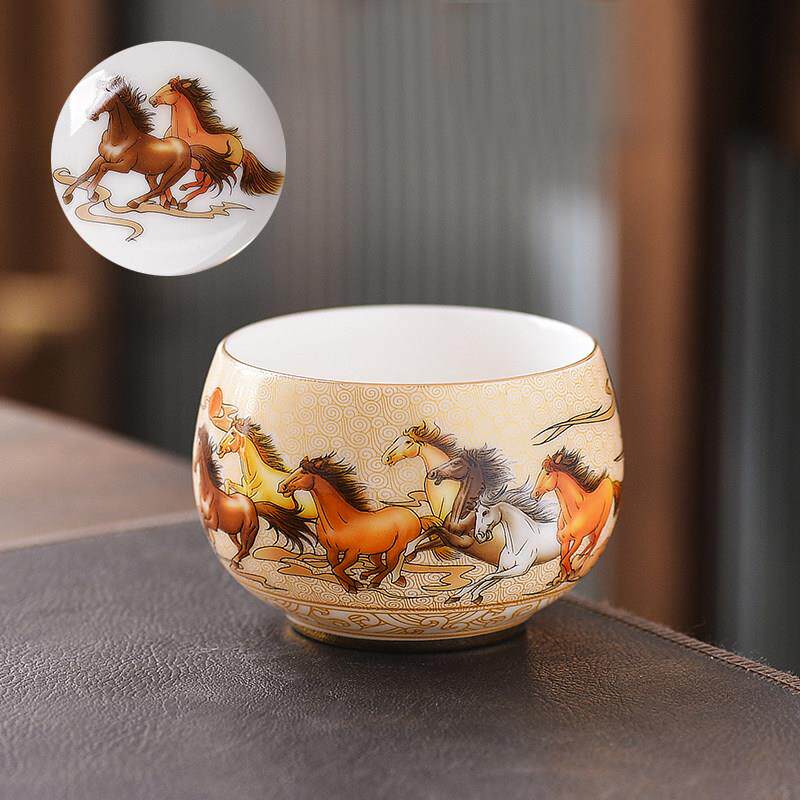高档羊脂玉杯单杯茶杯大师杯茶杯茶杯大型家用个人杯功夫茶杯