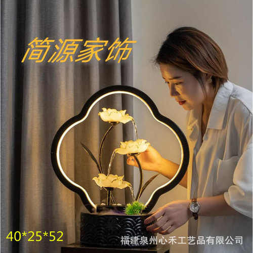 喷泉店铺礼品桌面陶瓷装饰办公室玄关摆件电视柜鱼缸生财流水客厅