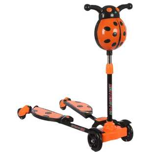 批发音乐9外贸滑板车车蛙式-岁儿童头双脚瓢虫灯剪刀2儿歌闪光车8