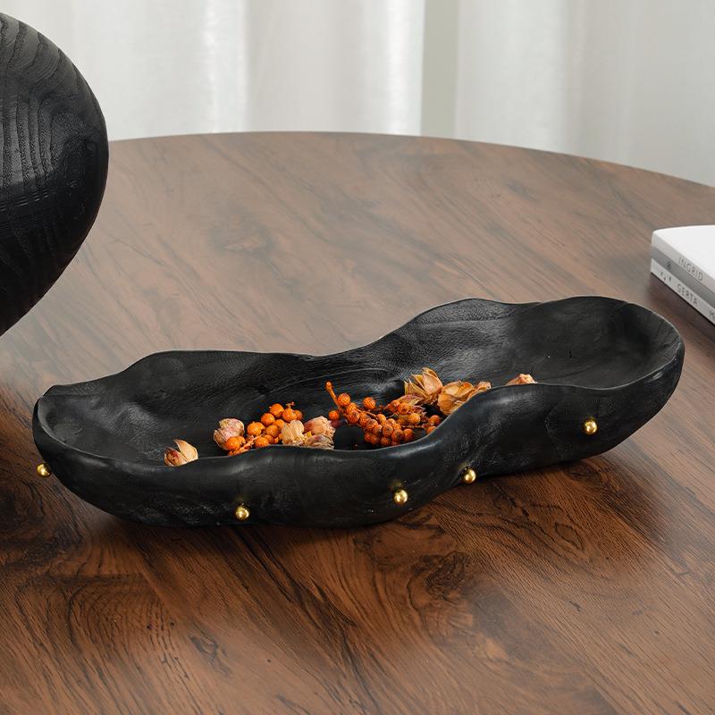 诧寂果盘手工制作仿木纹树脂家居装饰摆件托盘摆盘不规则桌面收纳