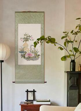 新中式书房卷轴挂画中国风玄关复古装饰画宋氏美学画轴工笔国画
