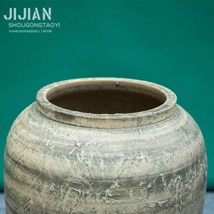 复古景德镇手工陶瓷落地大花瓶客厅干花陶罐装饰品插仿真花艺摆件