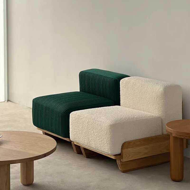 北欧现代轻奢雪橇沙发椅设计师原木实木布艺客厅酒店民宿组合沙发