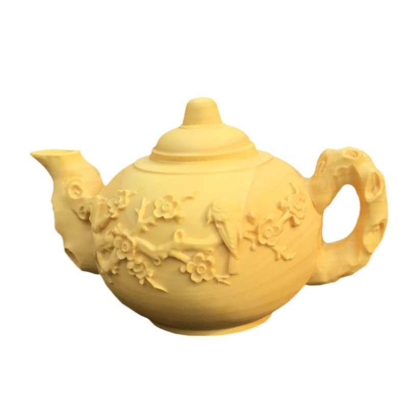 花鸟画木质茶壶摆设 黄杨木雕摆件工艺品家居饰品商务送礼批发