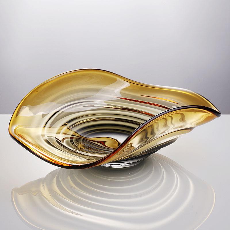 现代简约琉璃水果盘轻奢风客厅茶几样板间收纳果盘现代软装饰摆设