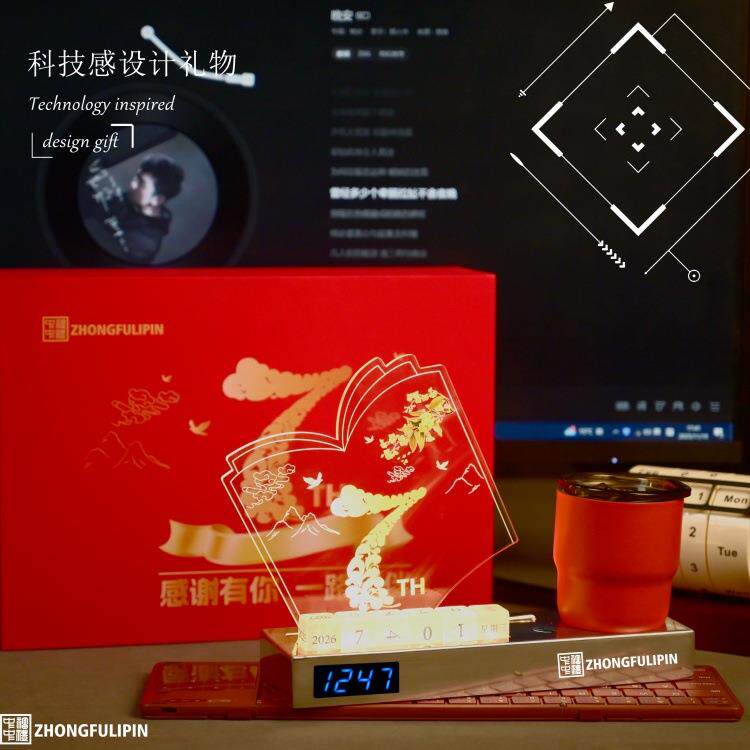 汽车科念技地标企业钟周年纪动文创实木底座骰子时41亚克活力小夜