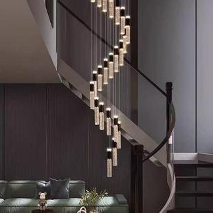 楼梯灯轻奢艺629术水晶别墅灯客吊厅l寓oft公楼中楼挑空复式 楼大