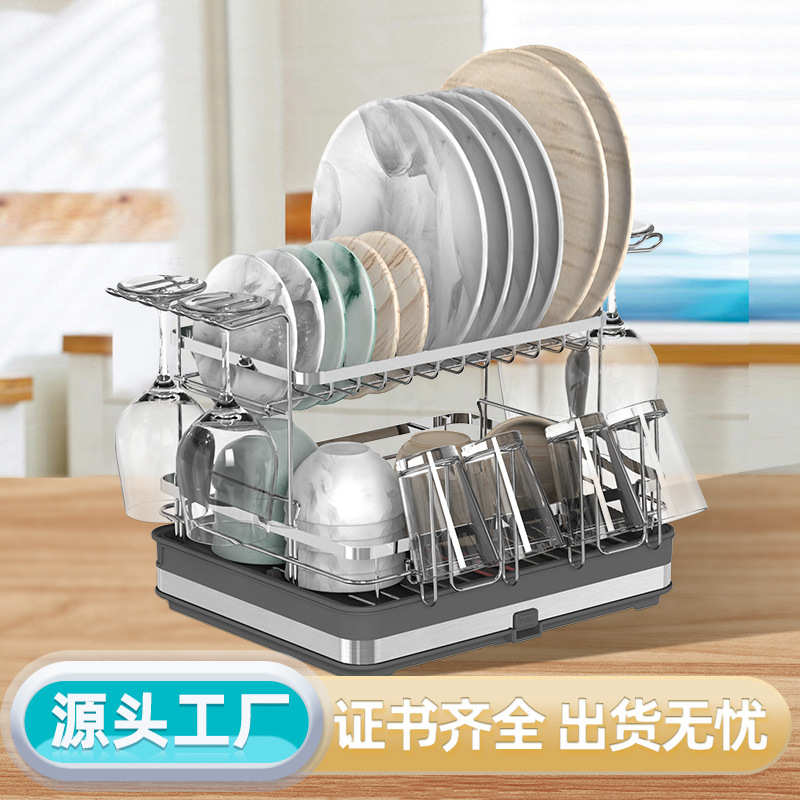 定制沥水架台式双层碗碟架杯架碟架厂家直销整理用具围边款碗碟架