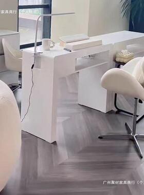 W7美甲F77T6H58白色奶油风日式可夹灯美桌子甲单人人双人三操作美