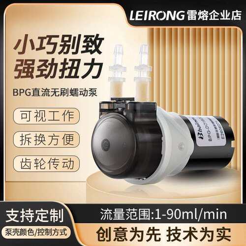 雷熔BPG无刷微小型流量蠕动泵灌装实验室定量抽水自吸水泵24V12V