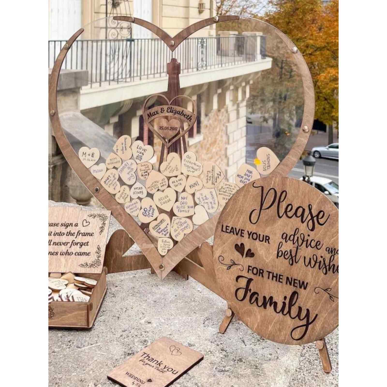 定制木制工艺品婚礼签名框为宾客留言簿-签到台结婚用品摆饰