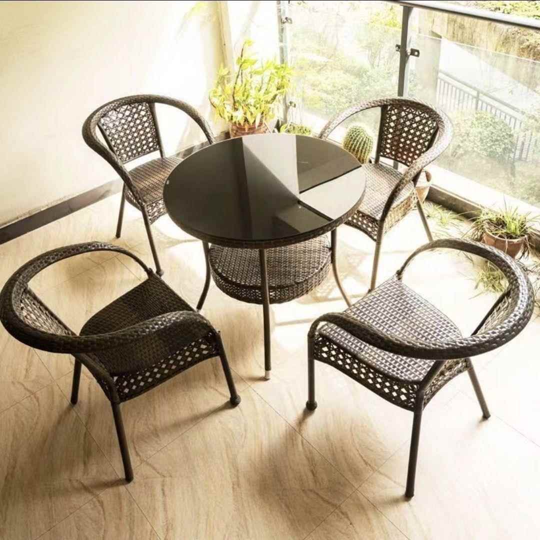 藤椅三件套庭院露天休闲户外桌椅塑料中式送货上楼