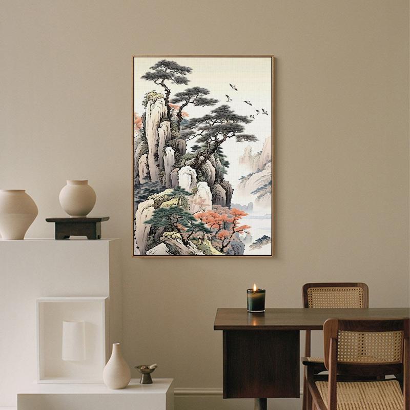 中式山水数字油画diy手工解闷填色填充涂色丙烯油彩画画2025新款