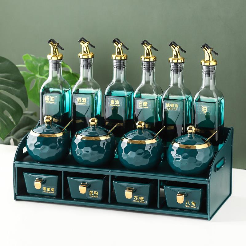 北欧油瓷盐酱醋调瓶陶调味料罐家用厨房用品佐料调料盒组合套装20