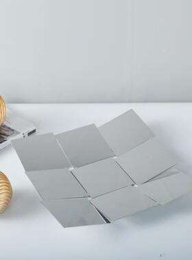 现代简约样板房间客厅茶几软装饰品不锈钢果盘售楼处收纳果篓摆件