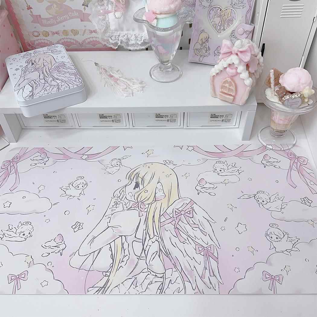 原创设计小叽少女防水防滑学生可爱电脑鼠标垫宿舍桌垫餐垫宠物