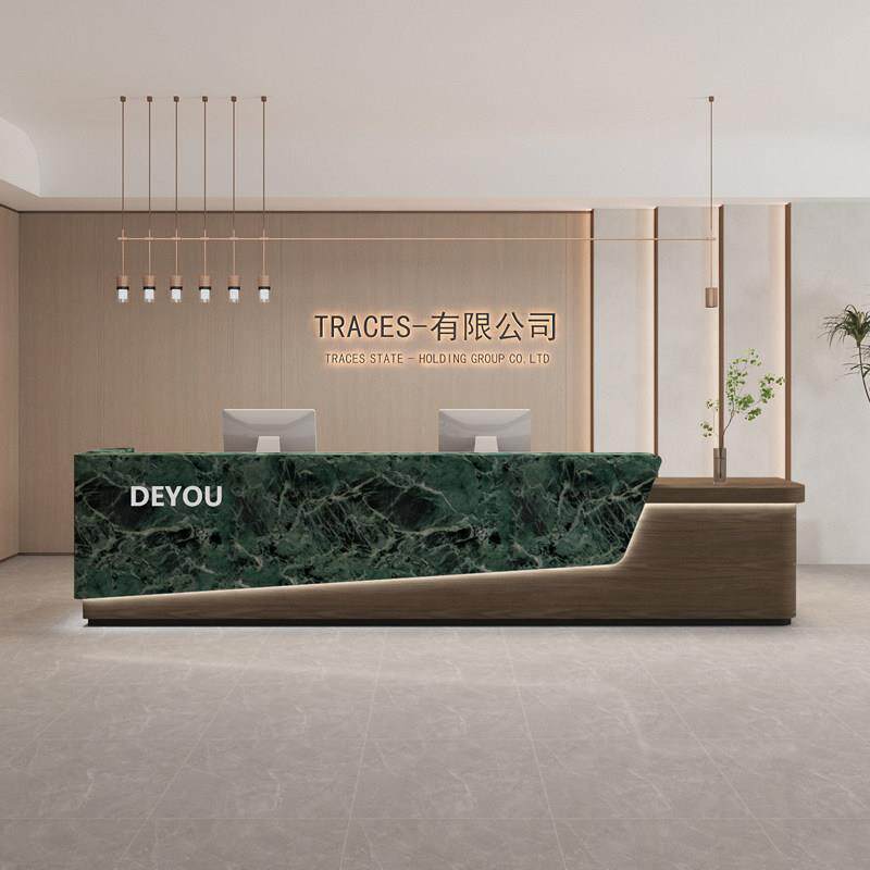简约现代大理石烤漆美容院前台公司酒店会所吧台接待台定制收银台