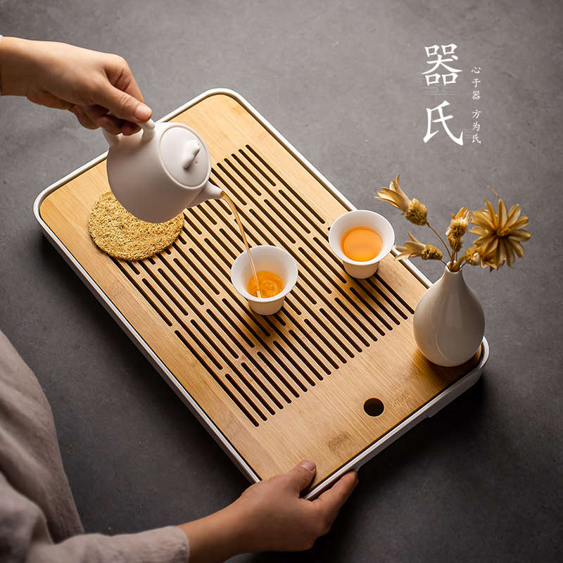 竹制干泡茶盘家用简约功夫茶具日式小型储水干泡茶台托盘现代茶海