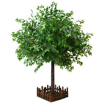 彷真树大型室内装饰树假树造景小树实木树干玻璃钢包柱子彷真榕树