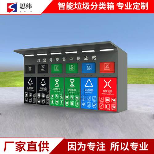 智能垃圾分类箱自动开门垃圾房社区垃圾分类亭分类垃圾收集柜