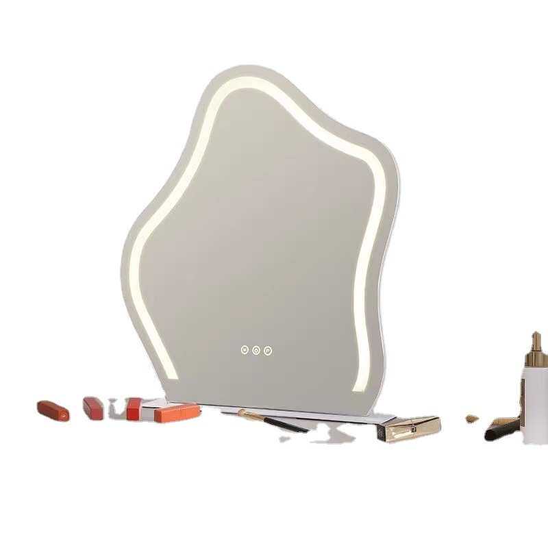 ins灯轻光镜台式led智能镜奢补不规则梳妆镜桌面带镜云朵化妆镜