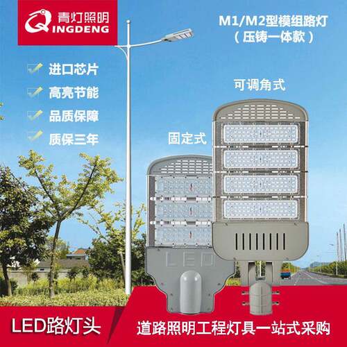 LED模组路灯头户外防水M1型固定式M2可调角100W150W200W300白暖光