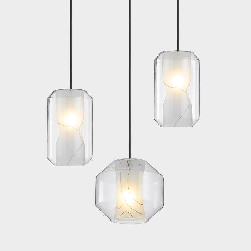 后现代创意仿云石纹路玻璃餐厅吊灯床头卧室艺术小吊灯