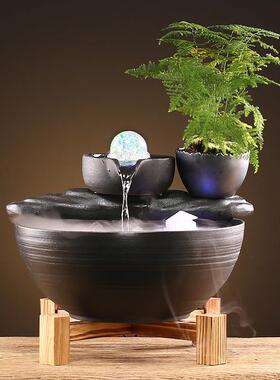 2026财源滚滚招财流水喷泉鱼缸摆件循环水水车办公室桌面客厅乔迁