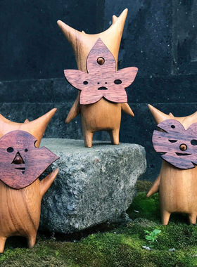 Funny Forest Elf Ornament Lip/ Heart/ Maple Leaf Wood Resin