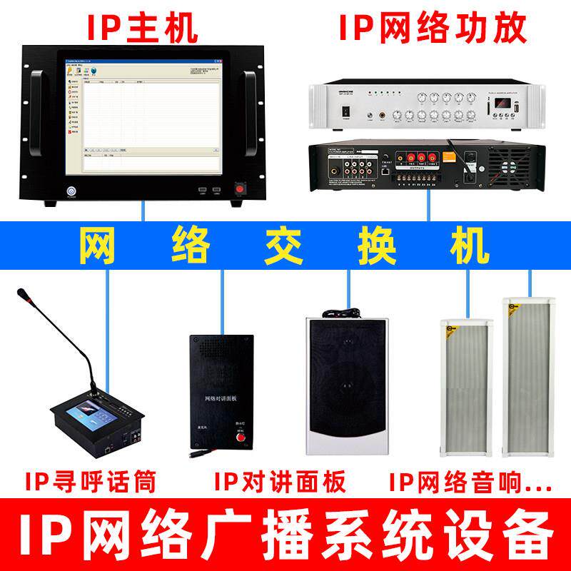IP网路广播功放机定压数字防水音柱音响话筒校园学校公共广播系统