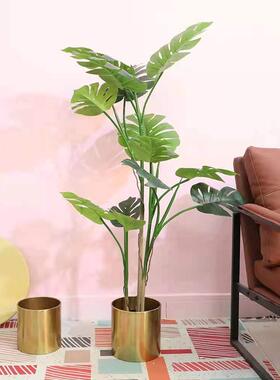 铁艺金属落地铁桶电镀花盆简约现代金色金属北欧抱抱桶装饰摆件