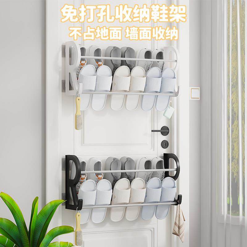 防盗门磁吸鞋架免钉门后省空间磁铁吸在门上悬挂式收纳放鞋的架子