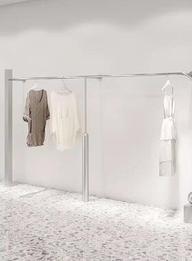女装店上墙货架展示架不锈钢专用衣服陈列架服装店铺壁挂式挂衣架