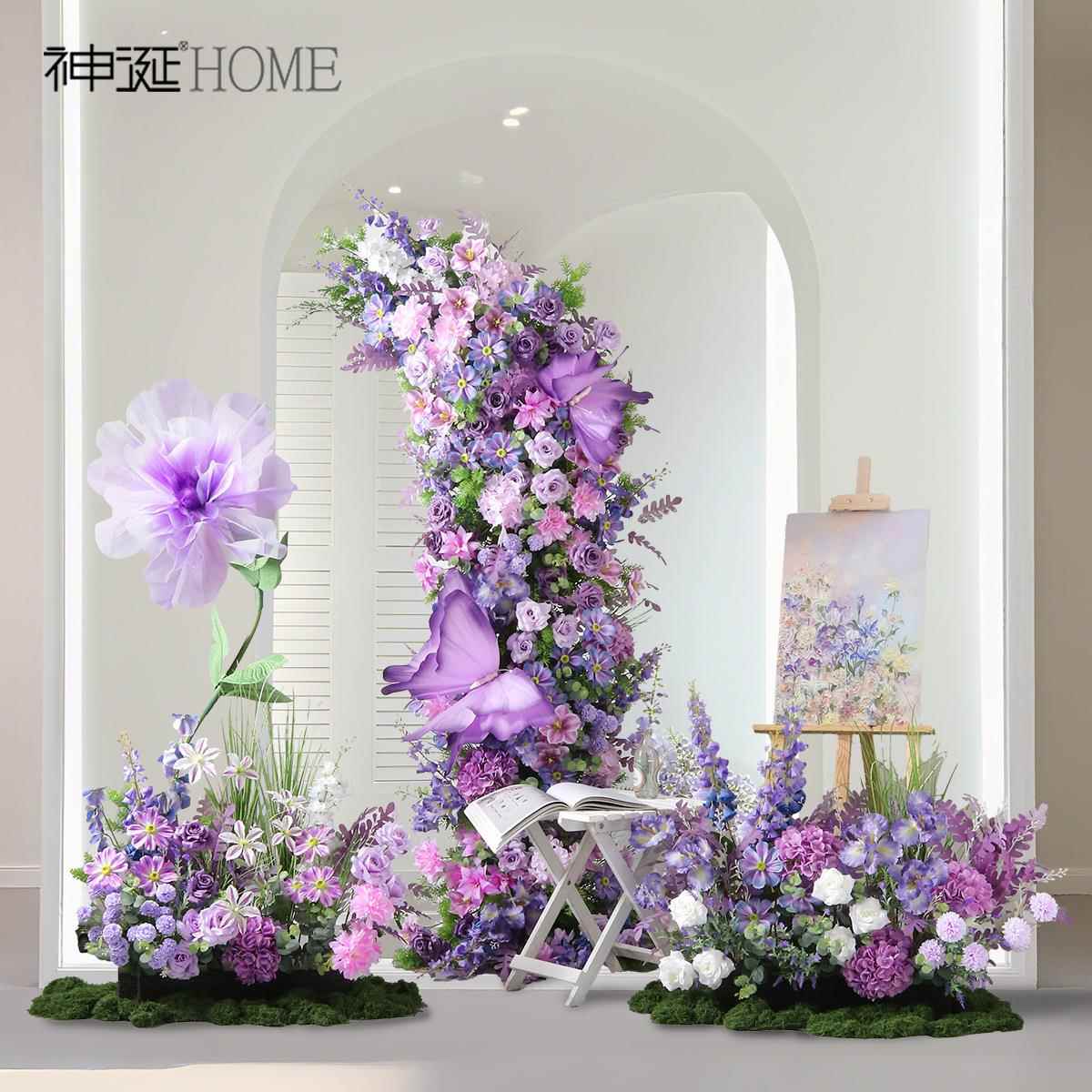 仿真花造景装饰婚庆拱门高级感逼真网红打卡店铺门店橱窗假花摆件