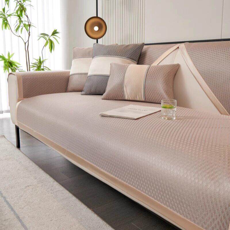 25夏季冰丝沙发垫轻奢夏天款凉席坐垫简约现代高端防滑皮沙发套罩