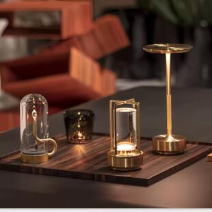 跨境爆款LED充电金属台灯床头高级感氛围灯酒吧餐厅桌面装饰台灯