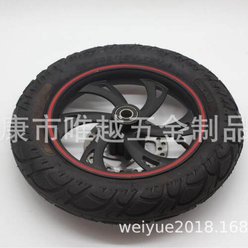 12 1/2x2 1/4 电动自行车滑板车充气前轮总成 内外胎轮毂 碟刹盘
