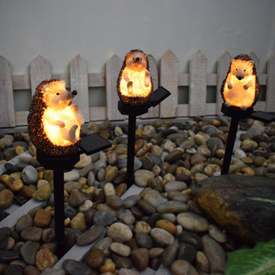 源头厂家 品质户外庭院太阳能动物灯树脂刺猬地插LED草坪景观灯