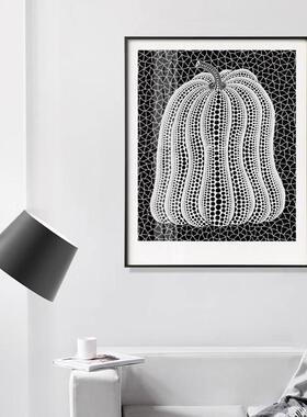 波点南瓜草kk491间画弥艺生轻奢抽象玄关客样厅装饰橙色挂画板间