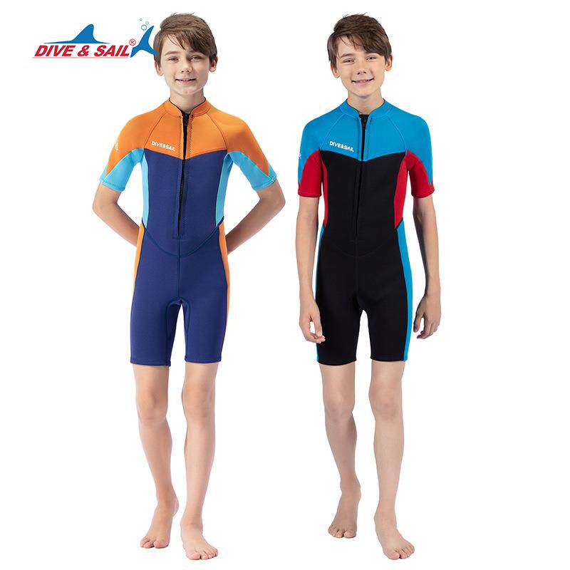 DIVE&SAIL青少年潜水服2.5MM连体加厚保暖儿童潜水衣浮潜冲浪泳衣