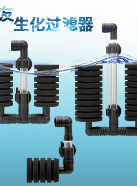 水妖精生化棉过滤器双头迷你鱼缸气动过滤静音水妖精壁挂式