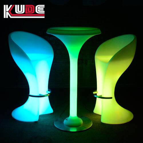 佛山LED发光吧台桌子七彩茶几圆桌子充电滚塑家具夜店KTV酒吧用品