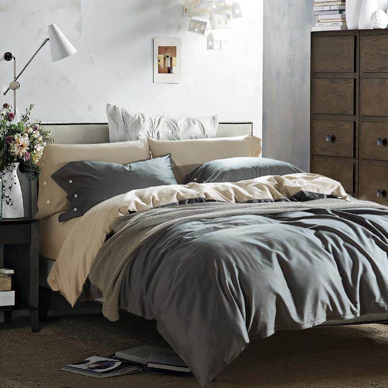 正品口欧美80支埃及长绒出棉纯棉四件套8缎全棉纯色简约床上贡用