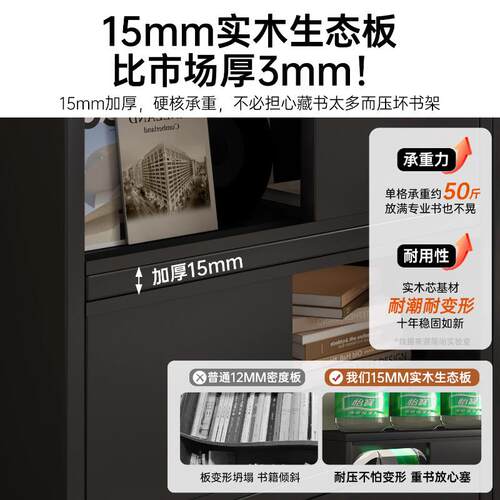 复古书架实木收纳柜书柜家用卧室高级床头展示柜收纳架落地置物柜