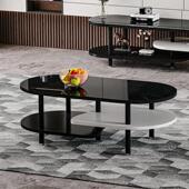 现代简约北欧客厅家用小户型小茶几椭圆形钢化玻璃实用经济型茶桌